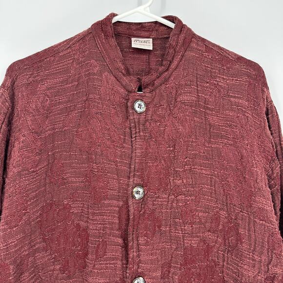 CP Shades Jacket Womens Small Burgundy Textured Hand Dyed Button Front Pockets - Picture 2 of 11